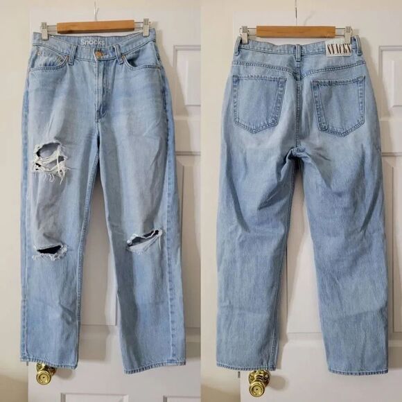 MOTHER SNACKS! Double Stack Ankle Distressed Jeans 28 - Picture 1 of 8